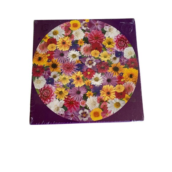 Current Flower Frenzy 1000 Piece Interlocking Puzzle 26 1/2 Inch Diameter Made I - Picture 1 of 5